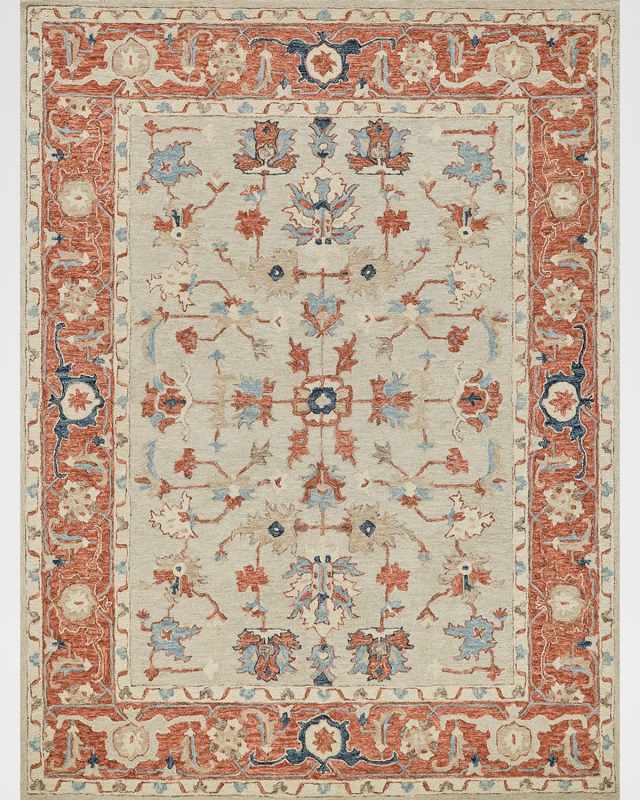Richmond Serapi Hand-Tufted Beige/Rust Rug, 5' x 8'